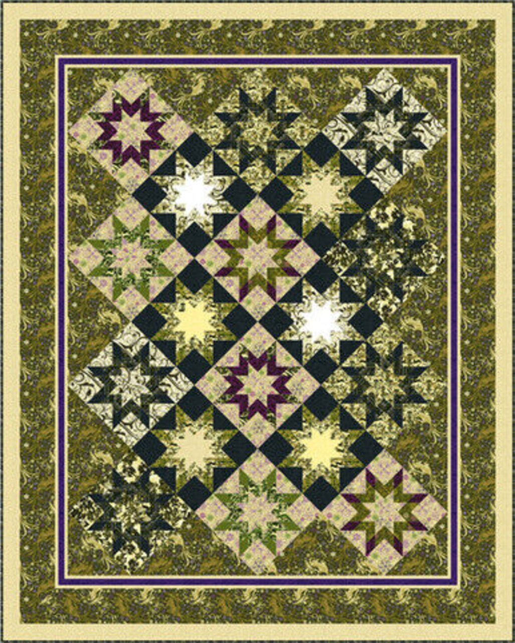Pattern: TAPESTRY STARS -One size 82 1/2"x103" Quilt Designed by Patti Carey